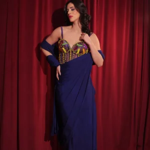 Midnight Mosaic Corset Saree